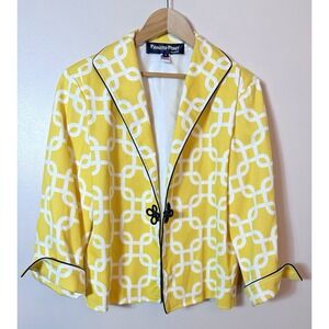 Painted Pony Womens Jacket Blazer Small Yellow Linen Cotton Preppy Old Money USA